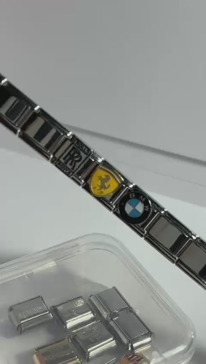 ITALIAN CHARMS CON EMBLEMAS DE CARROS DE LUJO